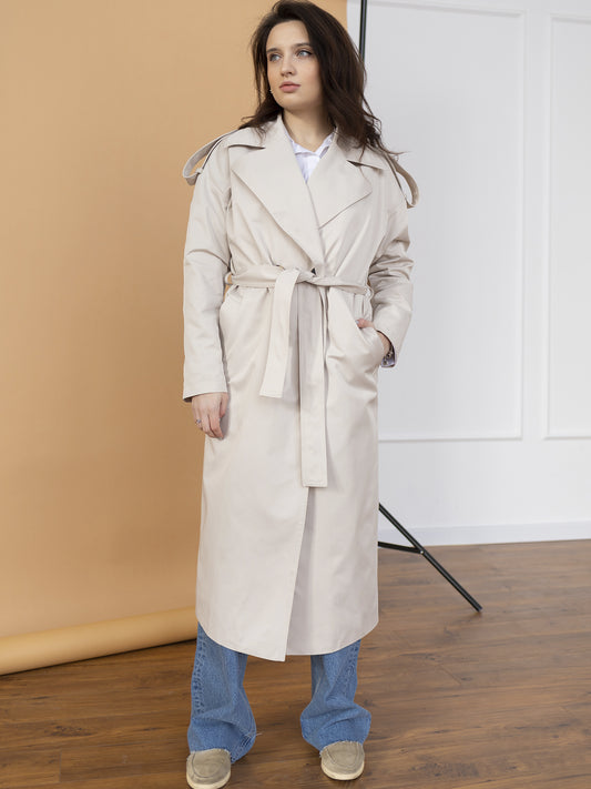 Zweireihiger wasserabweisender Trenchcoat, Milch