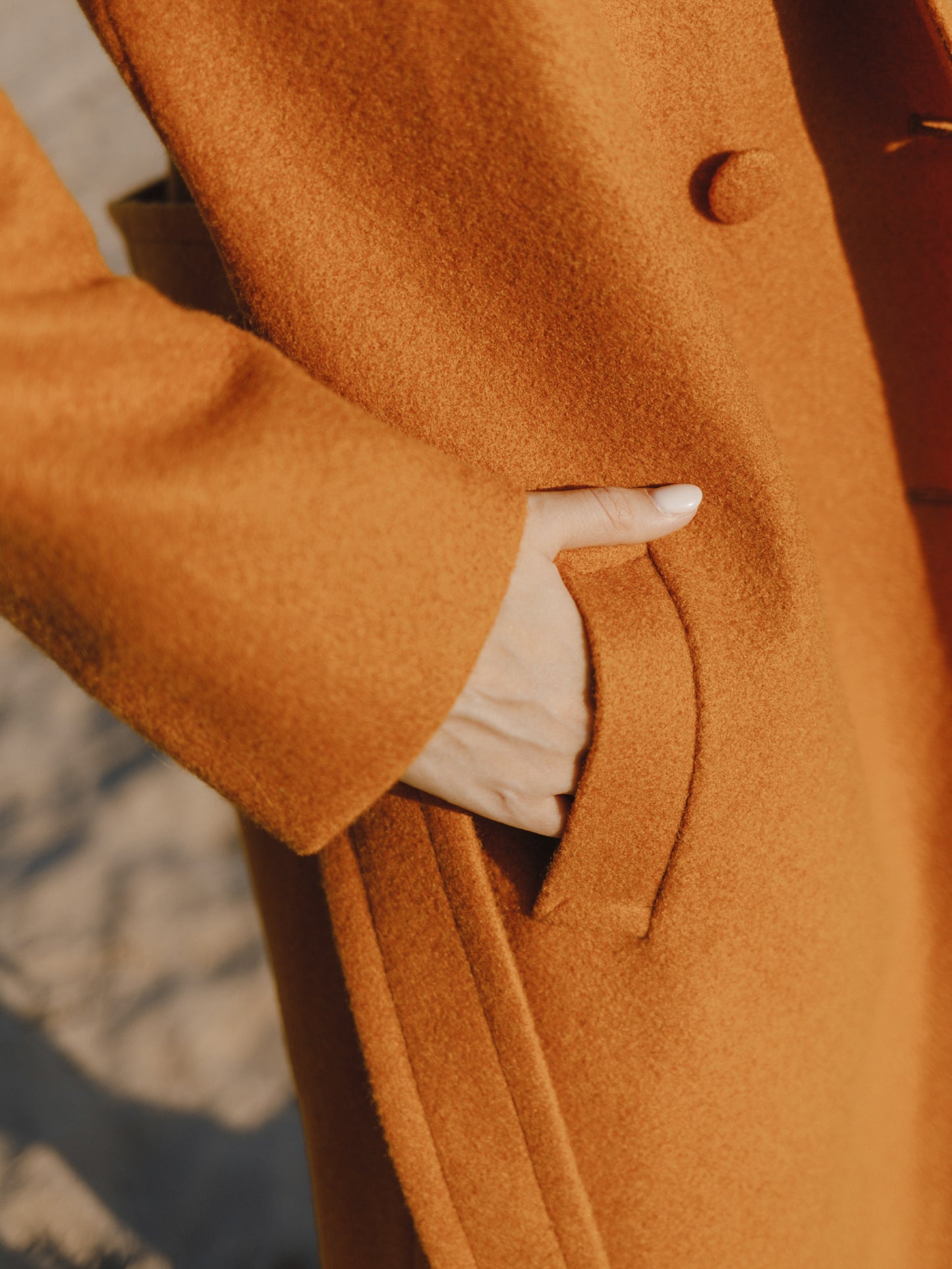 Wool Long coat with belt, Rusty Red